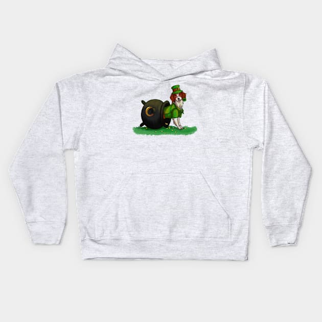 Lucky St. Patrick's Day Dog Kids Hoodie by SakuraDragon